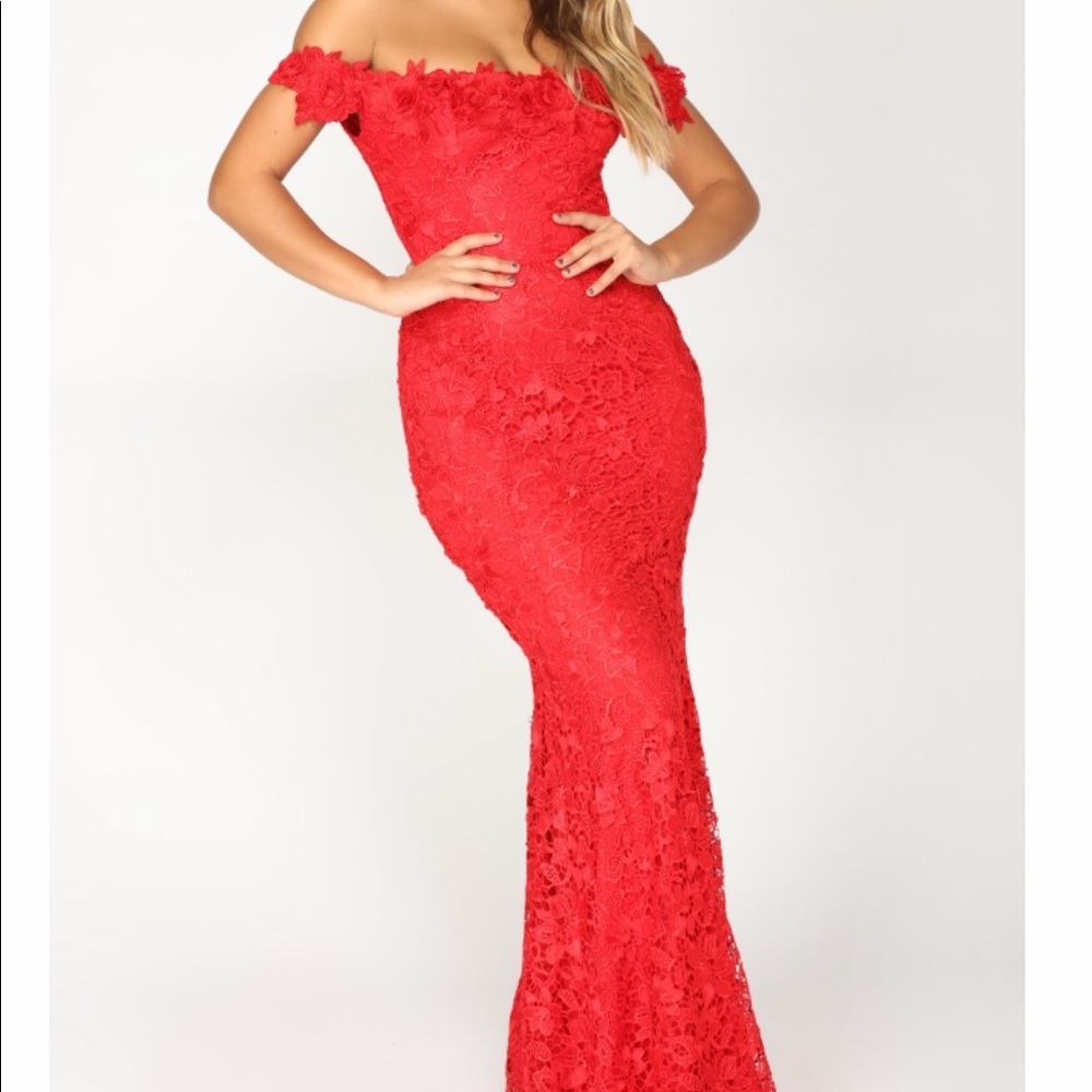 Superior Lace Red Dress from Fashion Nova